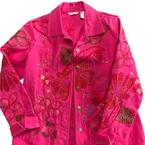Vibrant Pink Embroidered Women's Jacket